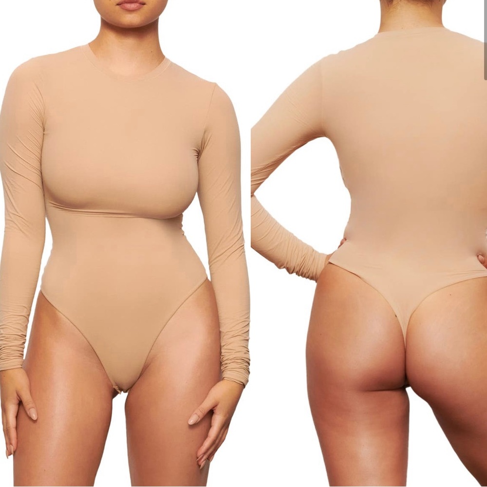 Skims Fits Everybody Long Sleeve Crewneck Bodysuit